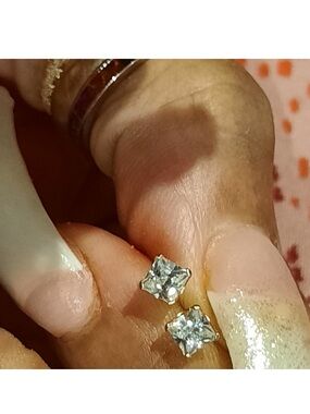 10k Solid yellow  Gold CZ Diamonelle Earrings.